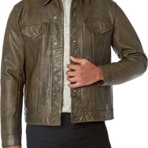 Lucky Brand Men’s Leather Trucker Jacket
