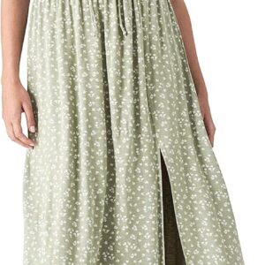 Lucky Brand Women’s Printed Smocked Dress, Olive Multi, Medium