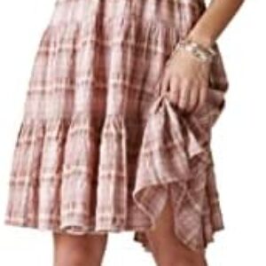 Lucky Brand Women’s Plaid Button Front Tiered Mini Dress