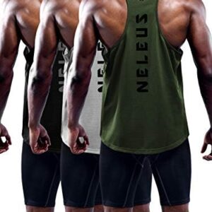 NELEUS Men’s 3 Pack Dry Fit Y-Back Muscle Tank Top