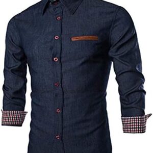 COOFANDY Men’s Casual Dress Shirt Button Down Shirts Long-Sleeve Denim Work Shirt