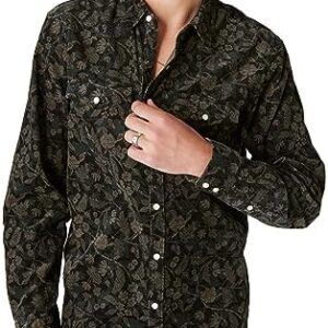 Lucky Brand Men’s Corduroy Printed Western Long Sleeve Shirt
