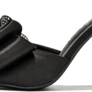 Cape Robbin Bellani Stiletto Slip-on Pointy High Heels with Rhinestone Bow
