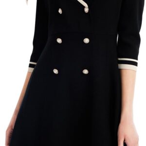 Mini Sweater Dress for Women, Button up 3/4 Sleeve Knit Dresses for Teacher Work Business