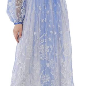 BURBERRY Ladies Puff-Sleeve Embroidered Tulle Dress, Brand Size 8 (US Size 6)