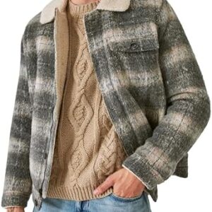 Lucky Brand Men’s Plaid Faux Shearling Lined Trucker Jacket
