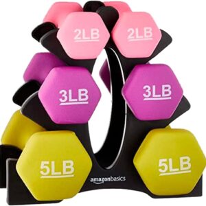 Amazon Basics Neoprene Coated Hexagon Workout Dumbbell Hand Weight Set