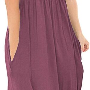 DB MOON Women Casual Short Sleeve Dresses Empire Waist Knee Length Dress with Pockets