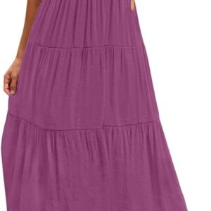 MEROKEETY Women’s Flutter Short Sleeve Smocked Midi Dress Summer Casual Tiered A-Line Dress