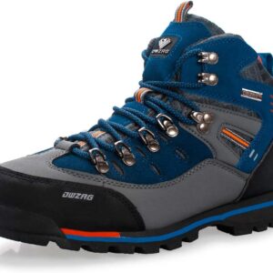 Men’s Waterproof Leather mid Hiking Boots Outdoor Non-Slip Lightweight Trekking Sneakers