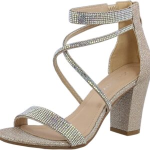 TOP Moda Women’s Formal Rhinestone High Heel Sandal Ankle Strap