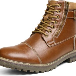 Bruno Marc Men’s Motorcycle Combat Oxford Boot Fur Lining Warm Zipper Boots