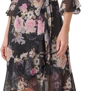 Adrianna Papell Women’s Floral Chiffon Wrap Dress