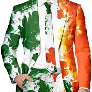 Band Size Patrick’s Day Festive Style All Over Printed Four Leaf Jacket Suit Wet Weather