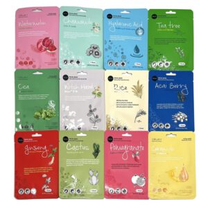 Celavi K-Beauty Skincare Essence Facial Face Mask Korea Skin Care Moisturizing C Set 12 Pack