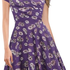 oxiuly Women’s Casual Dresses Criss-Cross V-Neck Floral Flare Midi Summer Dress OX233