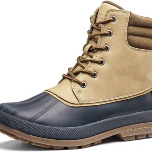 Mishansha Men’s Waterproof Snow Boots Warm Mid-Calf Winter Boots Insulated Duck Boot Size 7-12