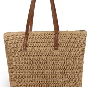 Womens Large Straw Beach Tote Bag Handmade Woven Shoulder Bag Handbag Purse for Summer