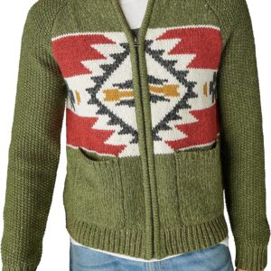 Lucky Brand Men’s Southwestern Print Full Zip Bomber Sweater