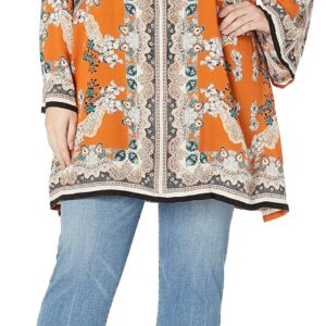 Angie Women’s Juniors Plus-Size Spice Printed Bell-Sleeve Dress