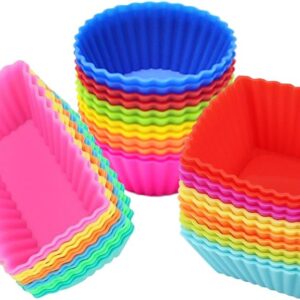 36 Pack Silicone Cupcake Muffin Baking Cups Liners Reusable Non-Stick Cake Molds Sets