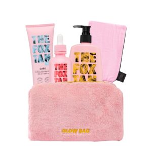 The Fox Tan Super Glow with Creme Bundle | Self-Tan Creme 200ml/6.8 fl.oz + Gradual Face Serum 100ml/3.38 fl.oz + Gradual Lotion 300ml/10 fl.oz + Ex Mitt + Bag | Australian Made Vegan Cruelty Free