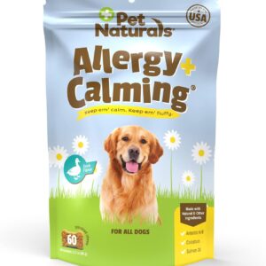Pet Naturals Allergy Plus Calming Supplement for Dogs, Soft Chew, Duck Flavor, 60 Ct.