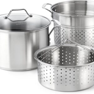 Calphalon Classic Stainless Steel 8 quart Stock Pot with Steamer and Pasta Insert