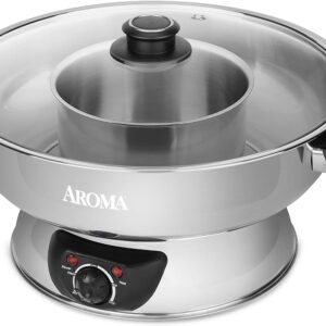 Aroma Stainless Steel Hot Pot, Silver (ASP-600), 5 quart