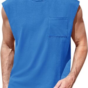 ZIWOCH Mens Sleeveless Tank Tops Workout Cut Off Shirts Muscle Gym T Shirts with Pocket