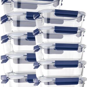 coccot Glass Food Storage Containers with Lids Airtight, [10 Pack] Glass Meal Prep Containers, Glass Storage Container Set with Bpa-free Lid for Food, Glass Lunch Bento Box