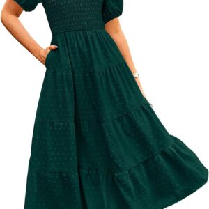 Pretty Garden Womens Puff Sleeve Boho Midi Dress