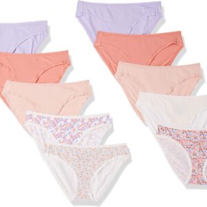 Amazon Essentials Women’s Cotton Bikini Brief Underwear (Available in Plus Size), Multipacks
