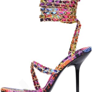 Cape Robbin Hani Sexy Woven High Heels for Women, Square Open Toe Shoes Heels