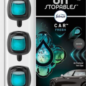Febreze Car Air Freshener Vent Clip Unstoppables Fresh Scent, .07 oz Car vent Clip, Pack of 3
