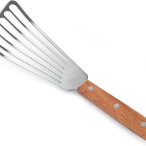 New Star Foodservice 43068 Wood Handle Fish Spatula, 6.5″ Blade, Silver