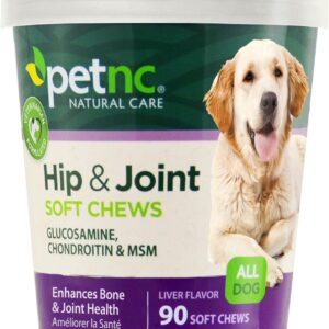PetNC Natural Care Hip and Joint Soft Chews for Dogs, 90 Count,Liver,6.3 oz