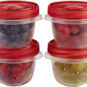 Rubbermaid TakeAlongs Twist & Seal Food Storage Containers, 1.2 Cup, Tint Chili, 4 Count