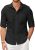 COOFANDY Men’s Cotton Linen Shirt Long Sleeve Casual Button Down Summer Beach Plain T Shirts with Pockets