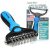 Maxpower Planet Pet Grooming Brush – Double Sided Shedding, Dematting Undercoat Rake for Dogs, Cats – Extra Wide Dog Grooming Brush, Dog Brush for Shedding, Cat Brush, Reduce Shedding by 95%, Blue