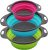 Qimh Collapsible Colander Set of 3 Round Silicone Kitchen Strainer Set – 2 pcs 4 Quart and 1 pcs 2 Quart- Perfect for Draining Pasta, Vegetable and fruit (green,blue, purple)