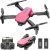 Drone for Kids 8-12, 13-15, Drone with Camera, Foldable Remote Control Quadcopter with Altitude Hold, Gestures Selfie, One Key Start, 360° Flips, 2 Batteries, Toy Gifts for Boys Girls (Pink)