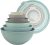 COOK WITH COLOR Nesting Mixing Bowls – 12 Piece Plastic Bowl Set with Lids, Microwave Safe (Mint Ombre)