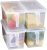 MineDecor Plastic Storage Containers Square Food Storage Organizer Stackable Refrigerator Organizer Handle Kitchen Containers with Lids for Fruits Vegetables Meat Egg (Set of 4)