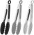 HINMAY Small Silicone Tongs 7-Inch Mini Serving Tongs, Set of 3 (Black Gray White)