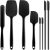 Silicone Spatula, Forc 8 Packs 600°F Heat Resistant Nonstick Cookware Dishwasher Safe Flexible Lightweight, Food Grade Silicone Cooking Utensils Set for Baking, Cooking, and Mixing Black