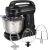 Hamilton Beach Electric Stand Mixer, 4 Quarts, Dough Hook, Flat Beater Attachments, Splash Guard 7 Speeds with Whisk, Black with Top Handle