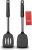 2 Pack Spatulas, Solid & Slotted Silicone Spatula Set, Stainless Steel Handle Coated with Silicone, Non Stick Turners, Heat Resistant BPA Free Rubber Spatulas for Fish, Eggs, Pancakes, WOK, Black