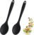 2 Pcs Silicone Spoons for Cooking Heat Resistant, Hygienic Design Cooking Utensi Mixing Spoons for Kitchen Cooking Baking Stirring Mixing Tools (Black)