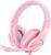 DIWUER Gaming Headset for Xbox One, PS4, PS5, Nintendo Switch, Bass Surround and Noise Cancelling 3.5mm Over Ear Headphones with Mic for Laptop PC Smartphones, Pink